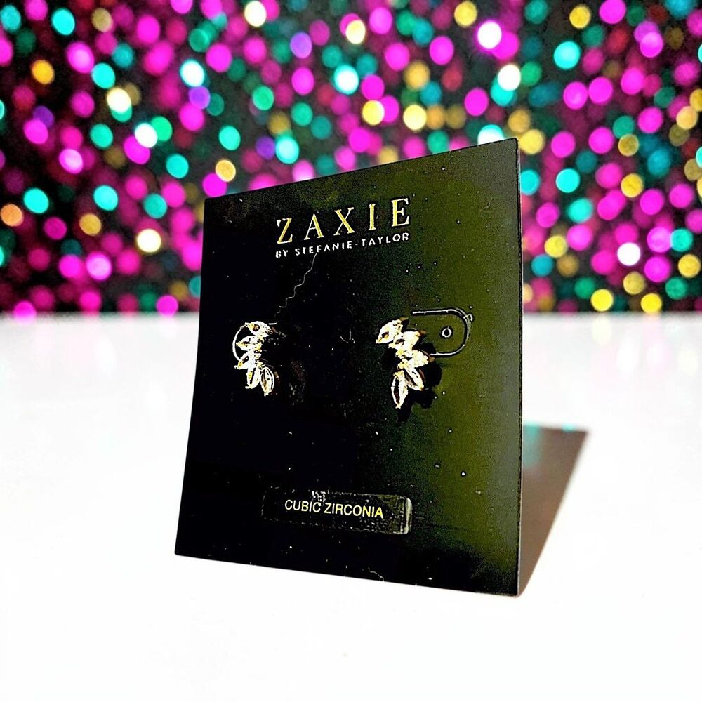 ZAXIE by Stefanie Taylor Find Your Spark Opal Stud Earrings in Gold NWT